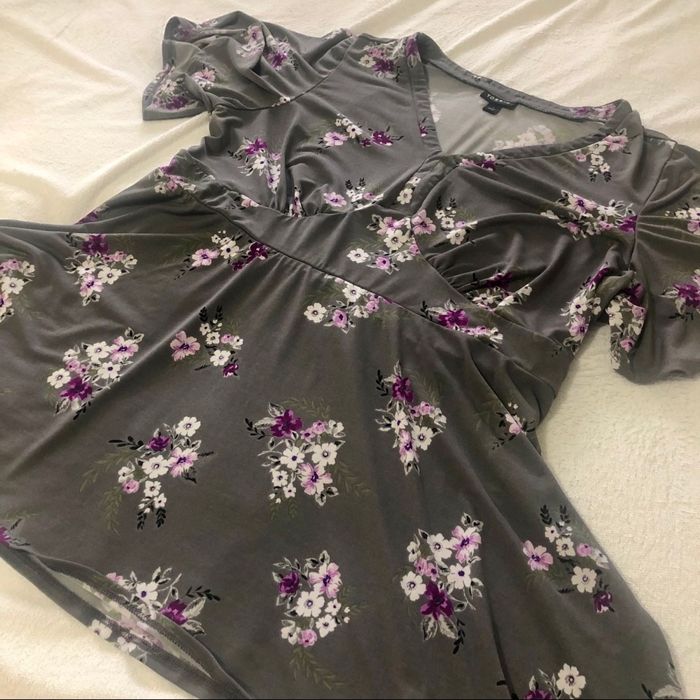 torrid | Grey Floral Studio Knit Peplum Top